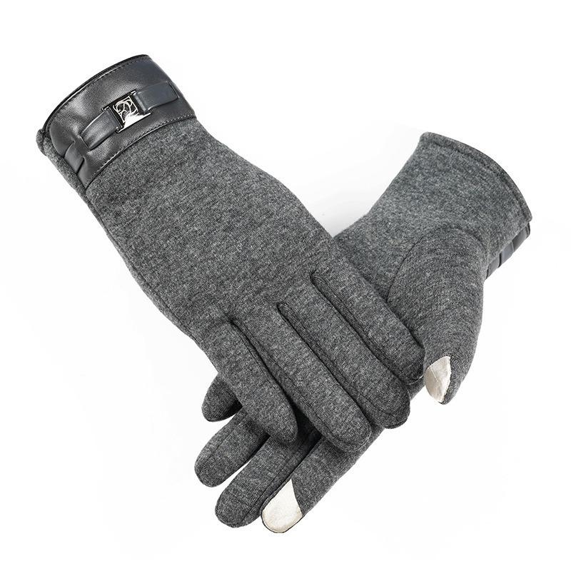 Warm gloves women's fleece cold-proof outdoor riding electric car rabbit down bow autumn and winter gloves