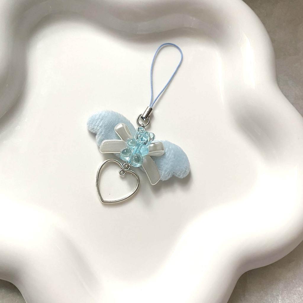 Cute Cellphones Strap Adorable Angel Wing Heart Phone Chain Vintage Keychains Pendant for Fashionable Individuals