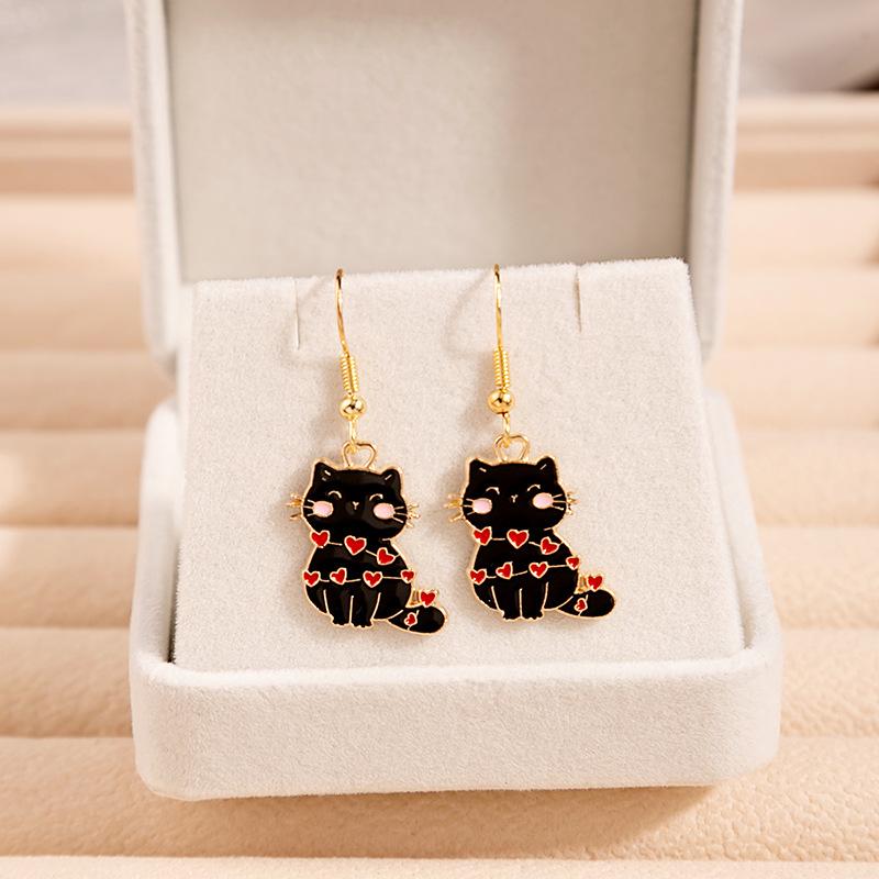 Fashion Cute Fox Koi Cat Rabbit Earrings for Women Girls Sweet Cartoon Enamel Painted Animal Earrings Jewelry Gift