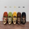 French suede flat-soled small red single shoes women's shoes 2025 spring and summer gentle Mary Jane ballet evening shoes