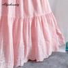 Japanischer Mori Girl Frühling Sommer Damen Rosa Rock Elastischer Bund Blumenstickerei Weicher Rock Eleganter Femininer Baumwolle Damenröcke