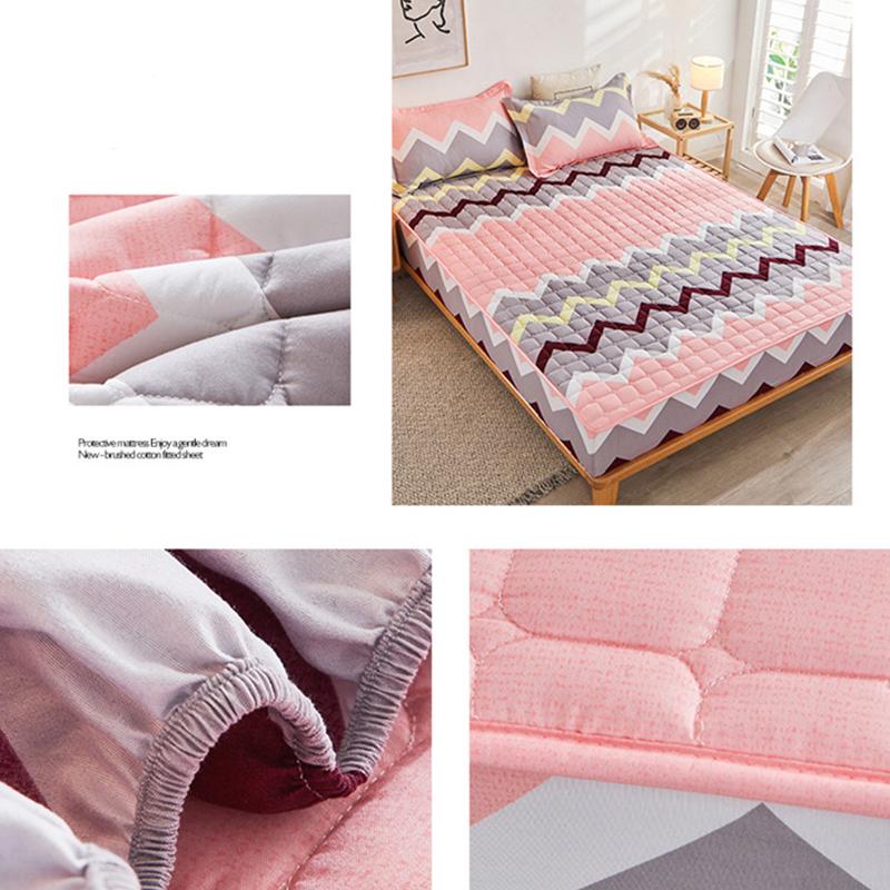Weiches Bettlaken Matratzenbezug Baumwolle Verdicken Gesteppte Tagesdecke Elastische Laken Spannbettlaken Matratzenauflage Rutschfestes Laken Staubschutz Kein Kissenbezug