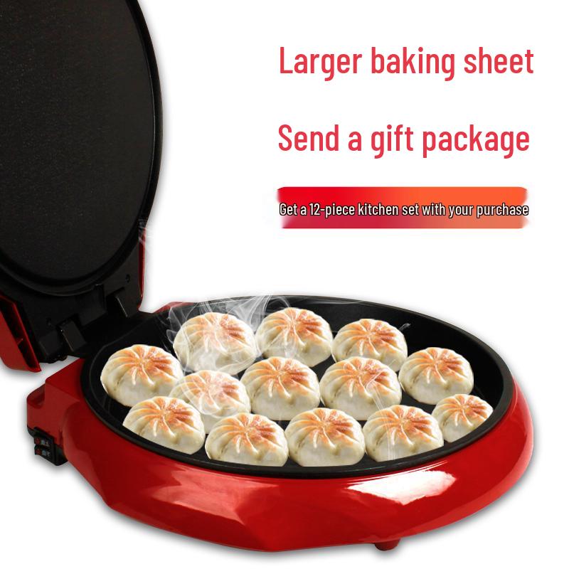 In Stock: Hongtai Electric Griddle - Deepened, Enlarged Frying Pan with Double-Sided Heating and Automatic Power-Off (Laobing)