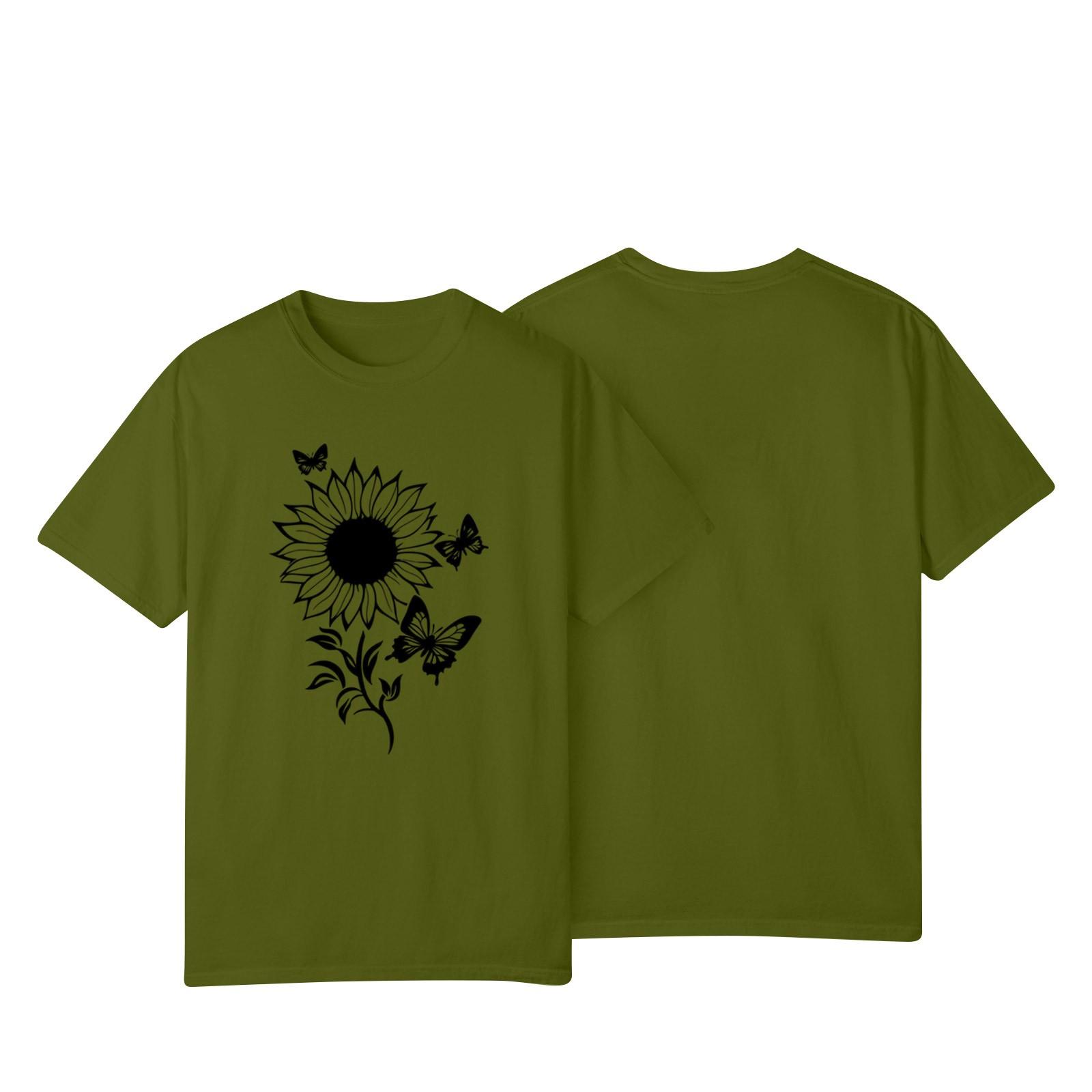 

Женская повседневная футболка с принтом подсолнухов Street Slim Fit с коротким рукавом L армия зеленый