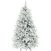5 ft Artificial Flocked Christmas Tree with 717 Branches, Hinged Xmas Tree with Foldable Metal Stand, Easy Assembly for Home Office Decor