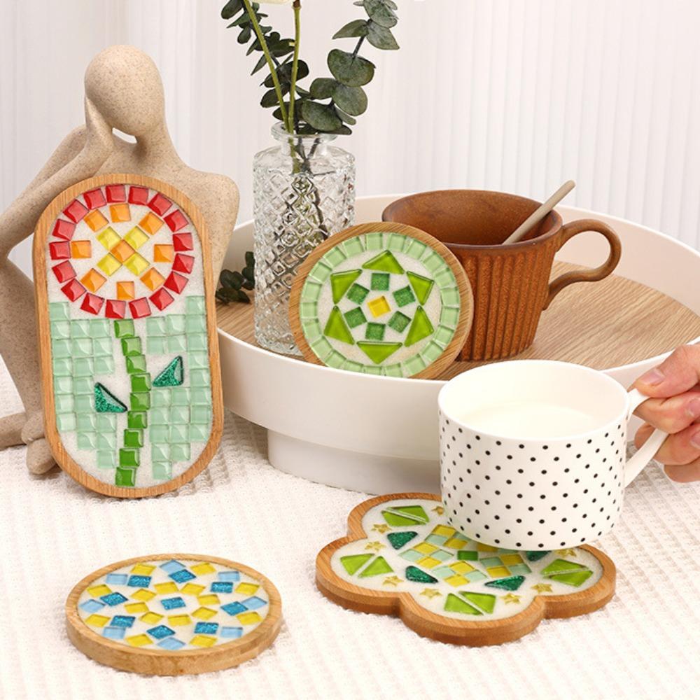 

Material Bag Toys Mosaic Cup Mat Material Pack Handmade Coasters Children Gifts 9.5*9.5cm-Summer Watermelon