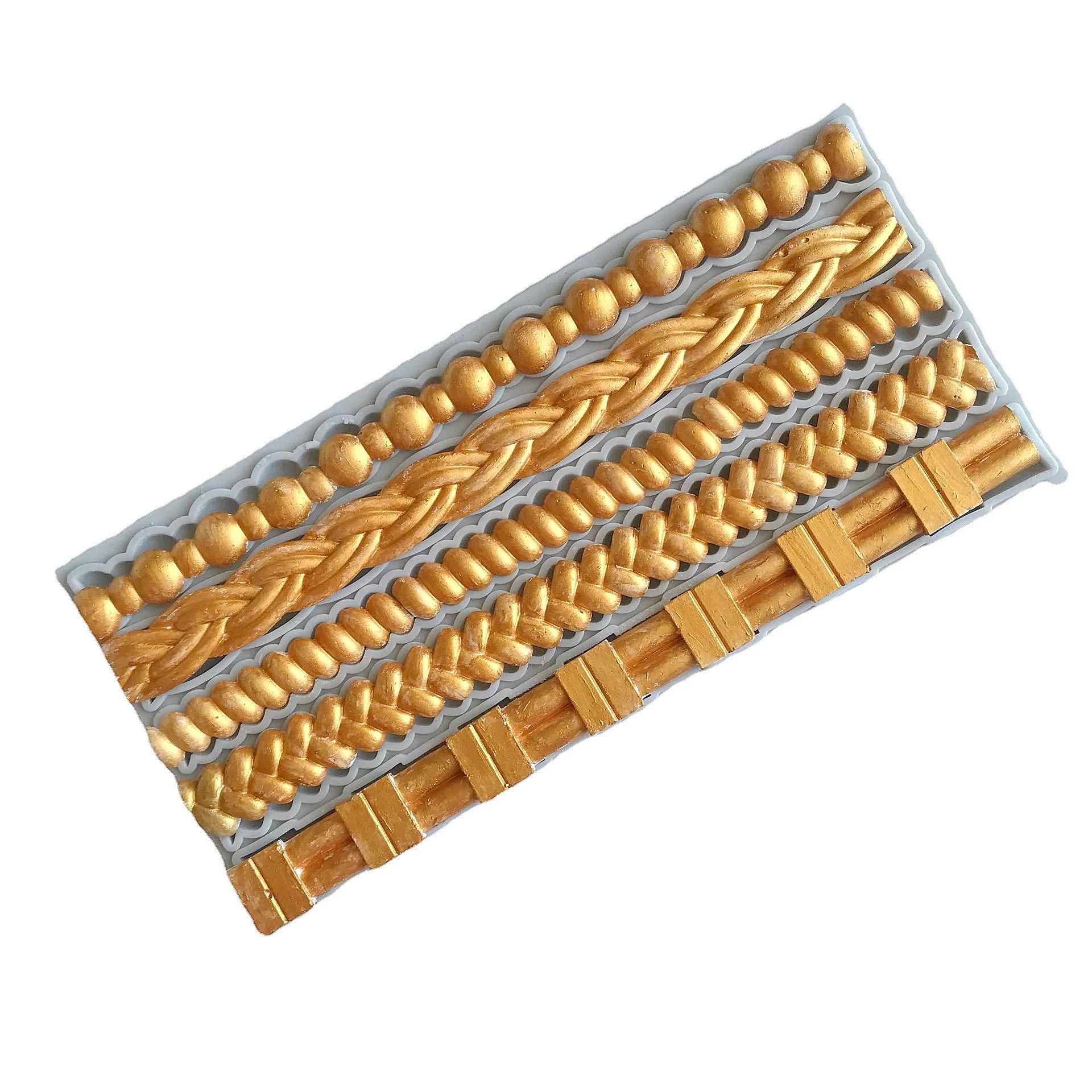 

Силиконовая форма для витой веревки с жемчужным узором и морской волной, шоколадная помадка, украшение для торта, кружевная форма из смолы, кухонный аксессуар для выпечки