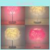 Romantic Feather Lamp Creative Nordic Style Wedding Room Red Light Ins Girl Bedroom Bedside Lamp