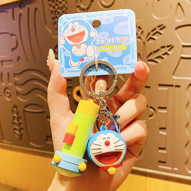Adorable Doraemon Flashlight Keychain Whimsical Cartoon Car Bag Accessory Gift