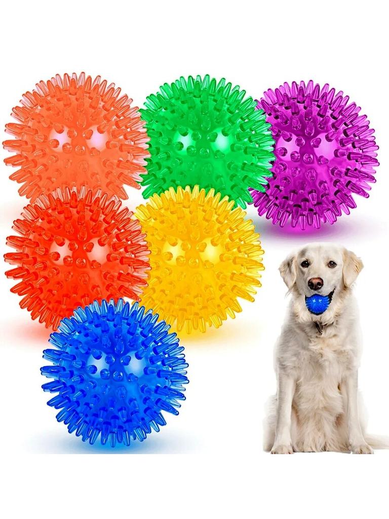 1pc Squeaky Dog Toy Ball (6 Colors), Dog Chew Toy, Aggressive Chewing Teeth Cleaning Toy