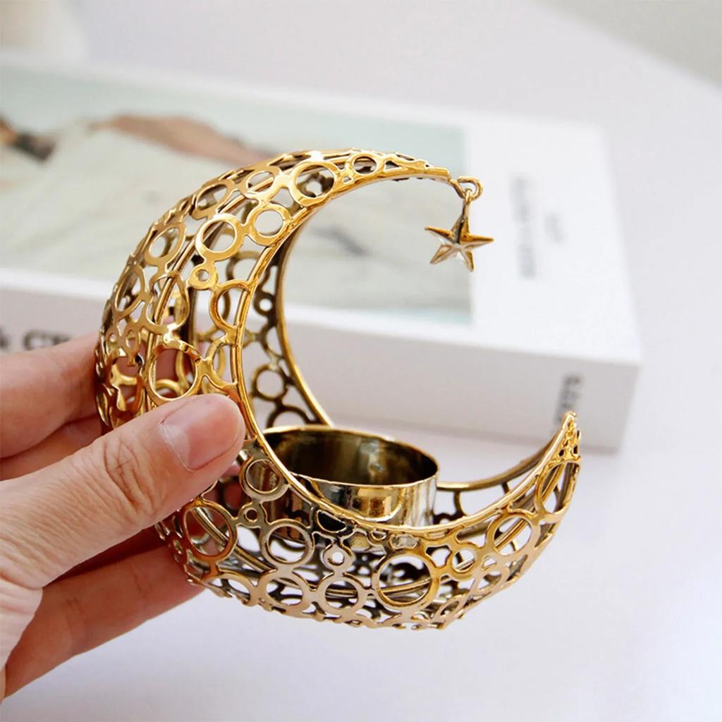 1-4PC Metal Crescent Moon Candle Holder Ramadan Eid Candelabra for Modern Home Decor Wedding Party Table Centerpiece Decorations