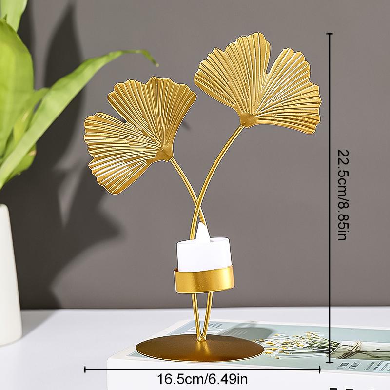 

Подсвечник из железа в стиле «искусство» Золотые изделия ручной работы Уникальный декоративный подсвечник в стиле «лист гинкго»