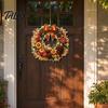 Elegant Holiday Ornament Fall Pumpkin Sunflower Wreath Hanging Decor, Acrylic Hand Painted Festive Party Decoration Window Ornament, Thanksgiving