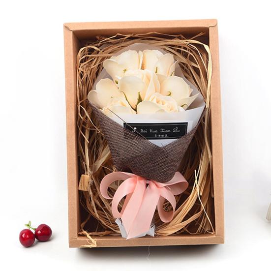 1 bouquet di rose artificiali a mano con fiori, decorazioni per festival, regali per feste