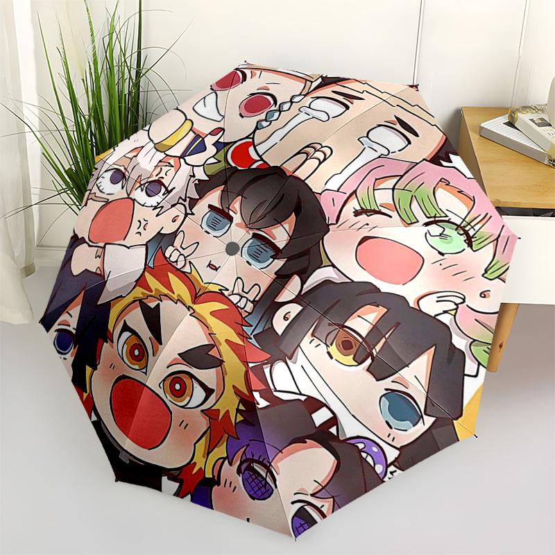 

1pc Outdoor Umbrella with Anime Characters - Automatic Opening/Closing, Portable 3-Fold Design, 8-Rib Iron Frame, Perfect Gift for Fans, Traveler