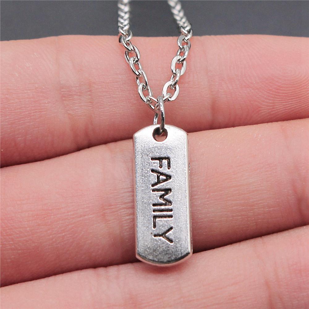 Strip Letter Initial Tags Pendant Antique Bronze Metal Men Collar Necklace New Arrival Gift