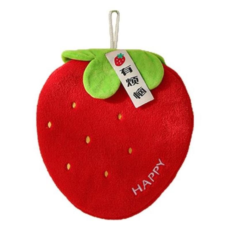 Mercan Kadife El Havlusu Yumuşak Emici Karikatür Meyve Tasarımı Asılı Halat ile Çabuk Kuruyan Ev Tembel El Mendil Havlu