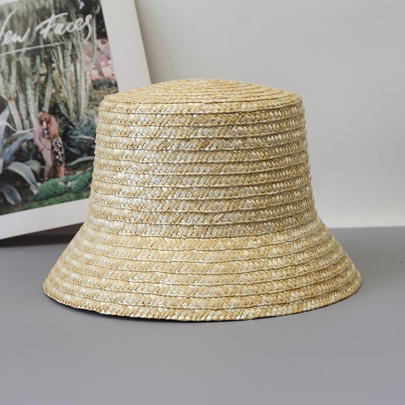

INS Photo Natural Black Straw Bucket Hats Fashion Beach Hat Summer Women Lady Sun Hats 53-58cm солом яний
