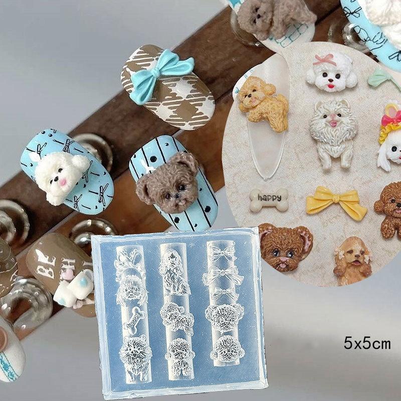 3D Flower Silicone Nail Mold Sweet Bow Rose Nails Templates DIY Nail Art Decorations Stamping Plates Manicure Design Tools