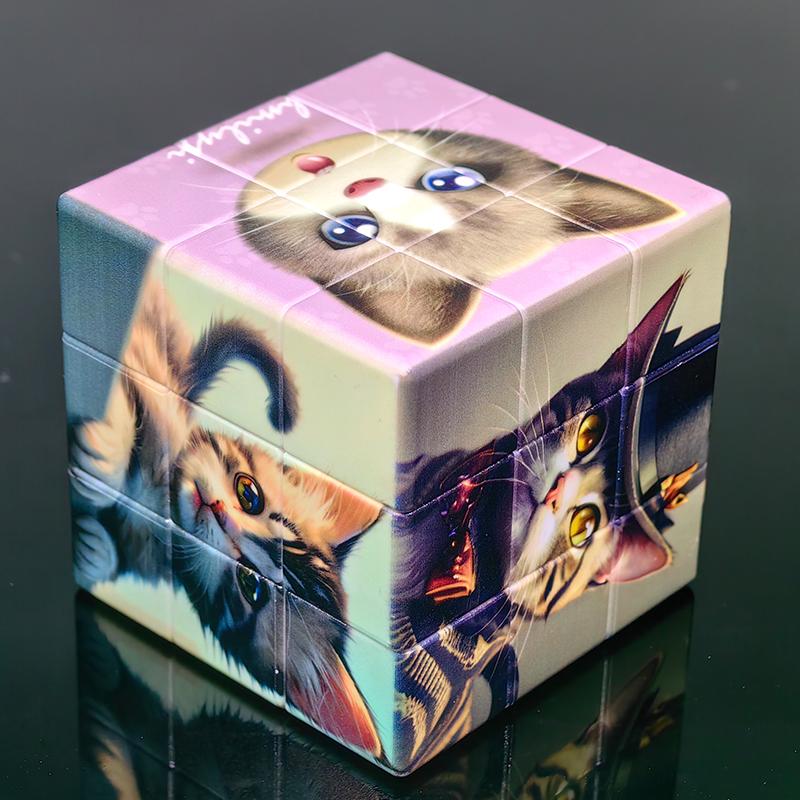 

3x3x3 3D печать Коты Магический куб Профессиональная головоломка Cubo Magico Монтессори развивающие игрушки Домашний непоседа для детей