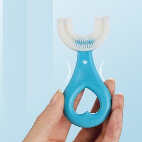 Two-Piece U-Shaped Toothbrush Set In Two Colors, Manual Toddler Toothbrush for Kids Ages 2-12, 360× Oval Cleaning, Soft Silica Gel Brush Head, Portabl