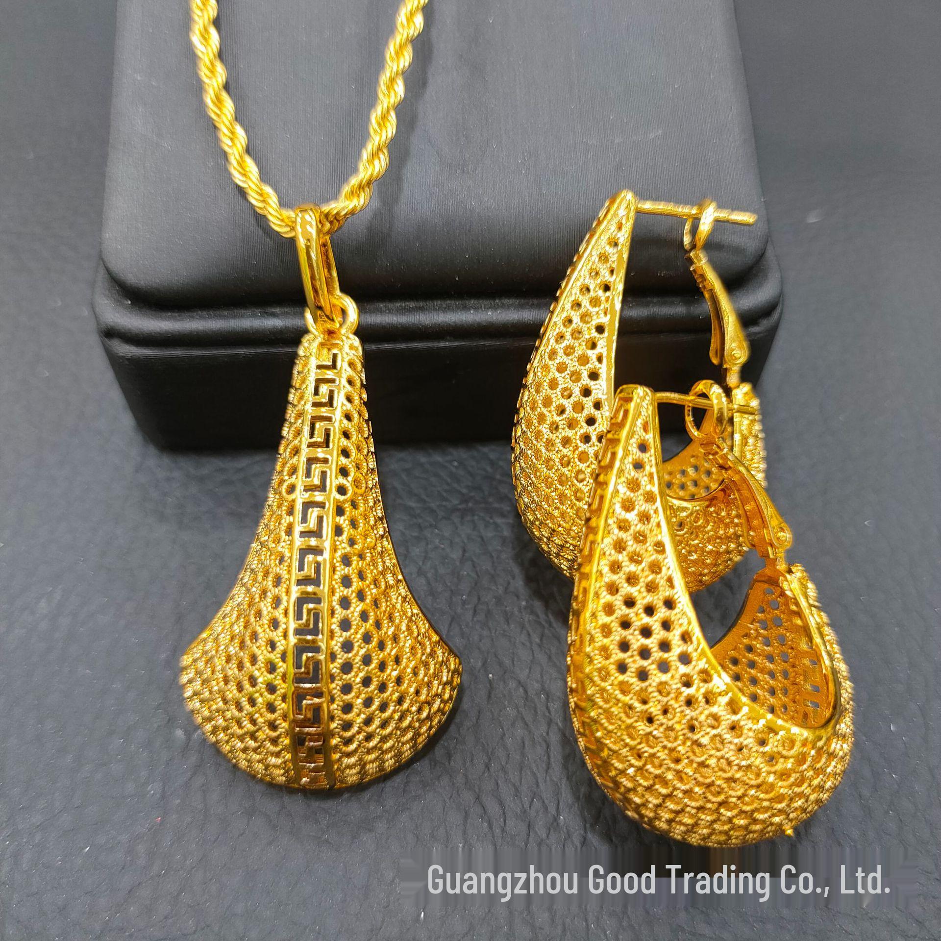 

Ювелирный набор из латуни с покрытием из 24-каратного золота: Серьги-подвески и ожерелье в ближневосточном стиле для женщин