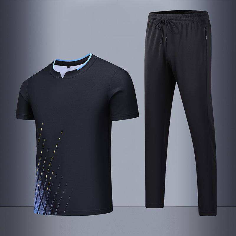 

Комплект для пары Спортивный костюм Мужской Летний Тонкий Ледяной шелк С коротким рукавом Свободный Большого размера Повседневный Комплект из двух предметов XXL