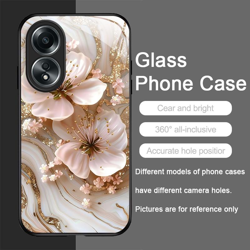 

Aesthetic Flower Marble Texture Art Tempered Glass Phone Case for OPPO Realme 14 13 Pro Plus 12 11 10 Neo 3 X7 PRO C75 C55 Cover Realme C67 4G