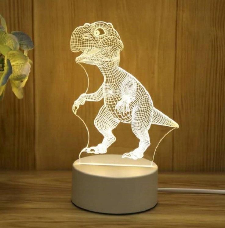Children's Lamp In the Shape of a Dinosaur LED 3D 3 Light Modes Engraved