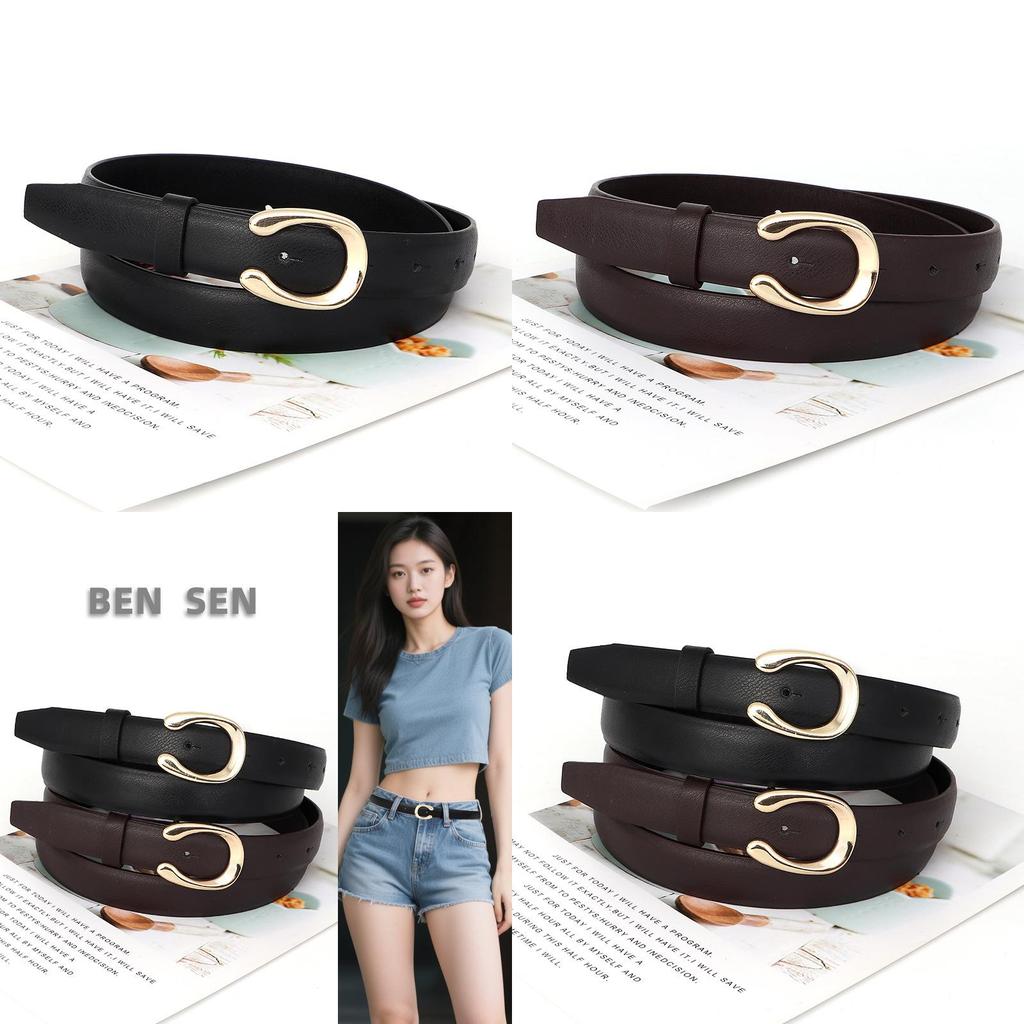 Pu Leather Ladies Belt With C Letter Buckle For Casual And Office Wear