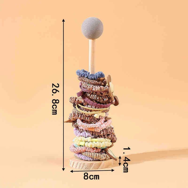 Solid Wood Hair Tie & Accessory Organizer - Stylish Display Stand Suitable for Hair Accessories and Headbands Countertop Storage