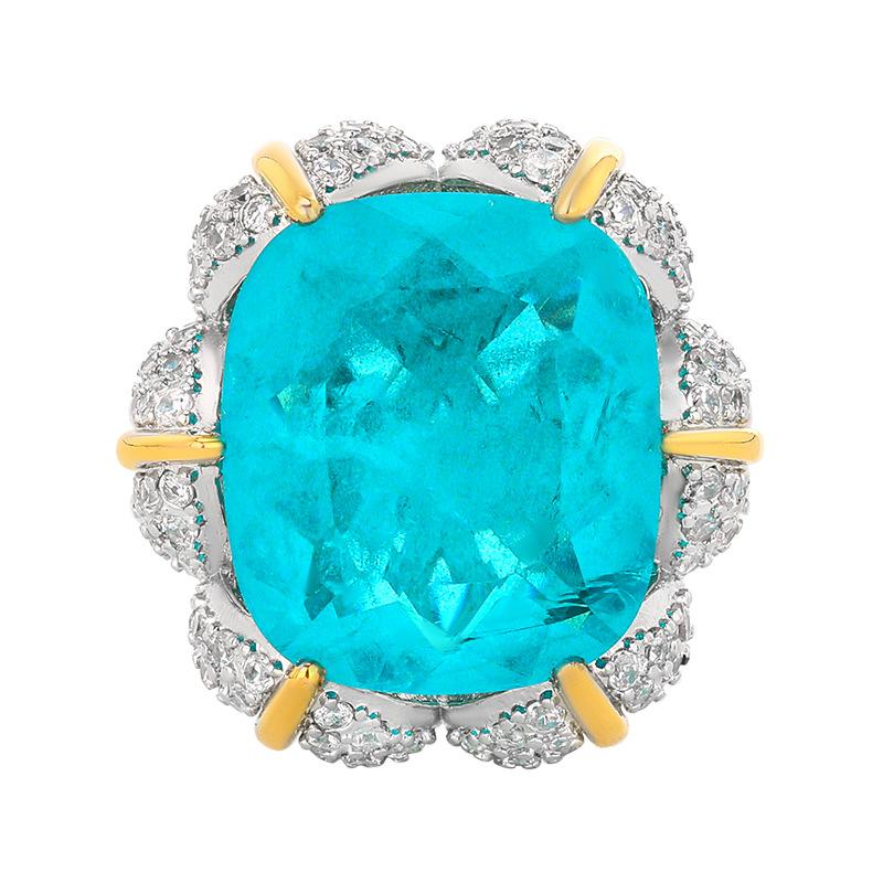 Neues Schmuckset Halskette Ring Ohrring Lotusförmig Pala Blau Hell Mode Luxus Damen