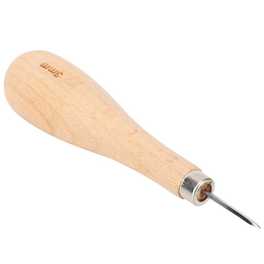 Rhombus Awl Steel Cone Punching Leather Tool Beech Handle Diamond Point Awl less than br more than