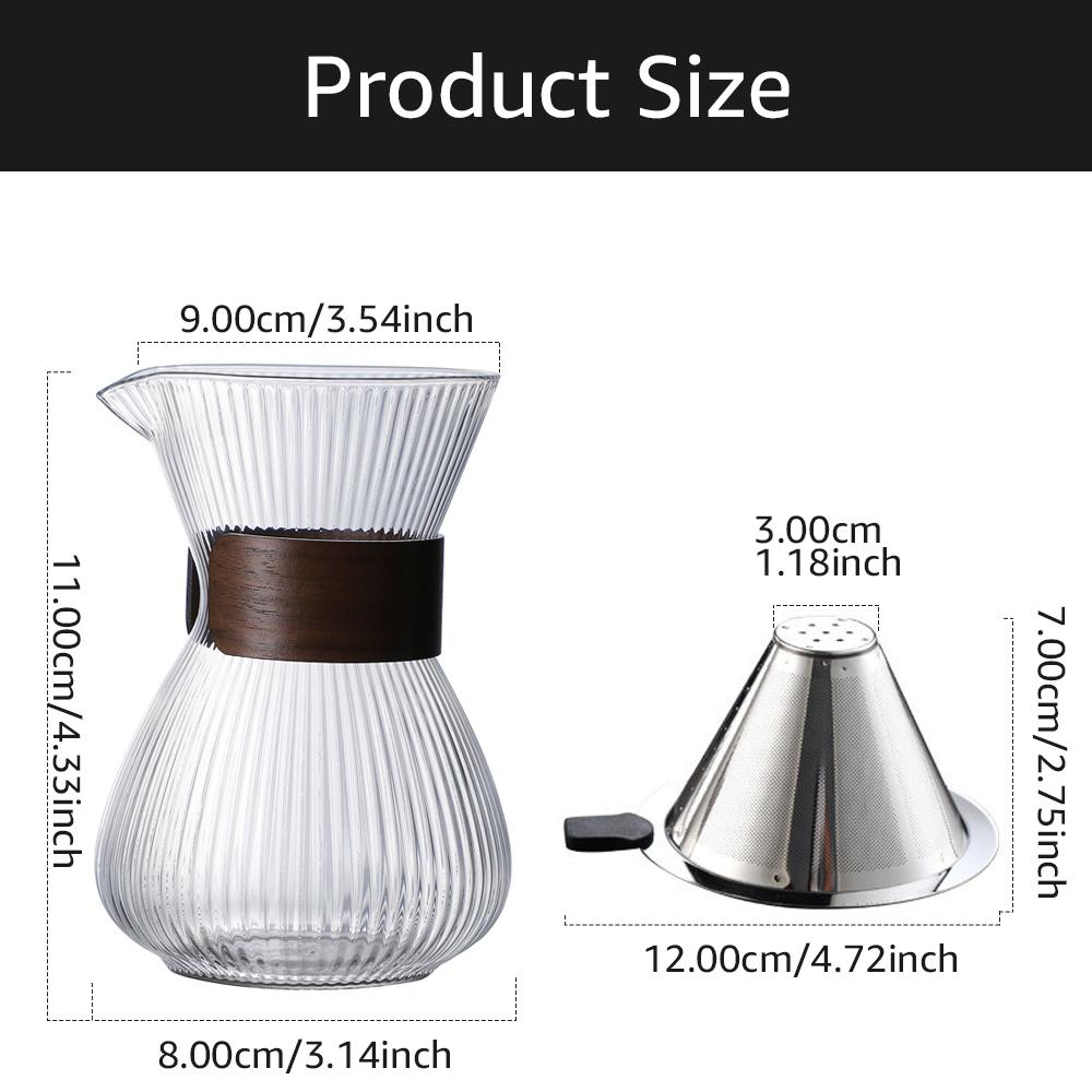 Glass Coffee Kettle with Stainless Steel Filter Drip Espresso Coffee Sharing Pot Coffee Pot Dripper Cafe Barista Tools