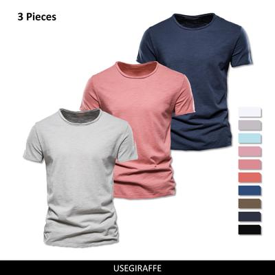 3 stks/set Zomer 100% Katoen O-hals T-shirt Mannen Soild 10 Kleuren Heren T-shirts Casual Korte Mouw Mannelijke Basic Tops tees