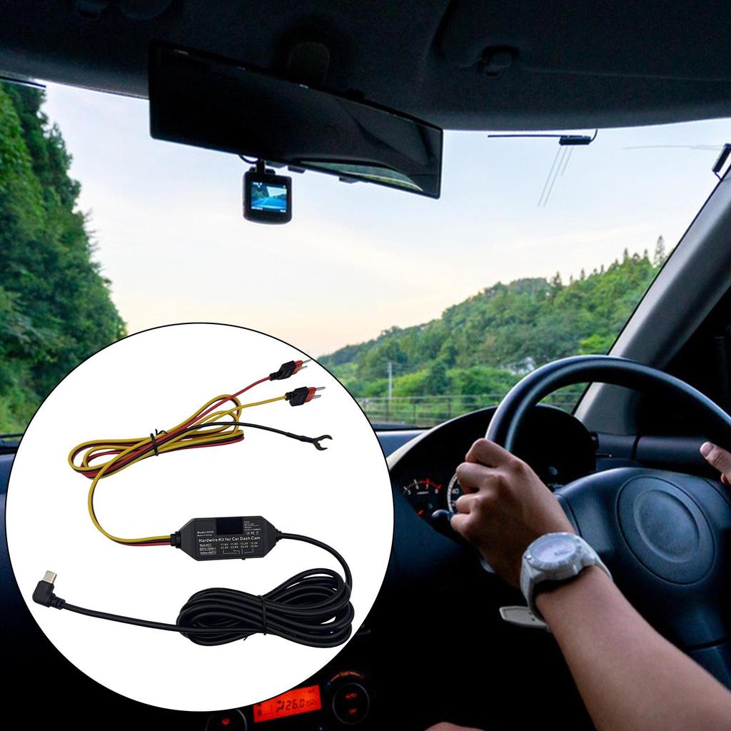 Dash Cam Cable 3-Lead Dash Cam Cord With Display Voltage Monitor Type C Hard Wire For Vehicle Safety Systems Electronics