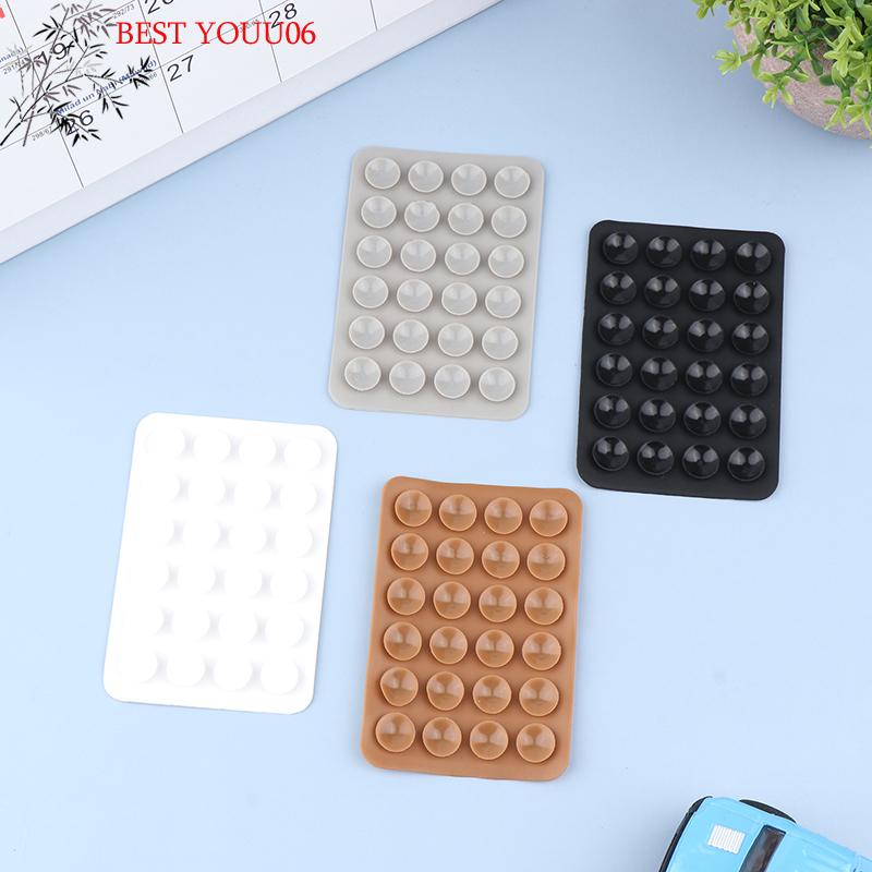 Hot 5pcs Silicone Suction Pad For Mobile Phone Fixture Suction Cup Backed Adhesive Silicone Rubber Sucker Pad For Fixed