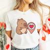 Love Heart Capybara Female Clothing Casual Tshirt Women Summer Harajuku Shirts Cute Graphic Tops Fashion Valentines Day Tees