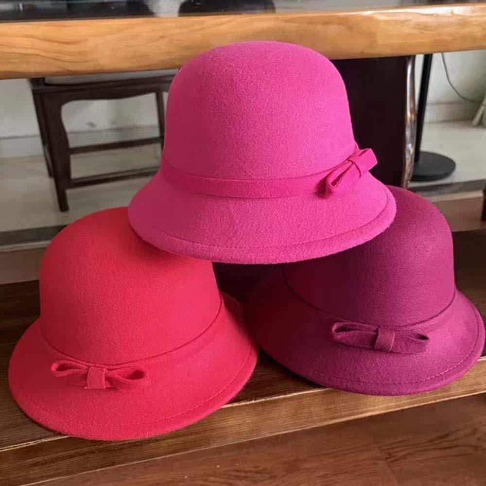 Koreanischer Stil Retro Glockenhut Warmer Fleece Elegante Schirmmütze Vintage Fedora Kappe Fotoshooting