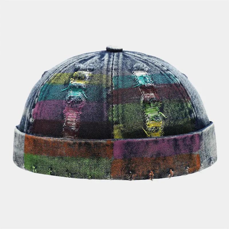 Frühling und Sommer Baumwolle Druck Docker Mütze Schirmlose Mütze Skullies Beanie Mützen Vermieter Matrosenmütze Herren und Damen 35