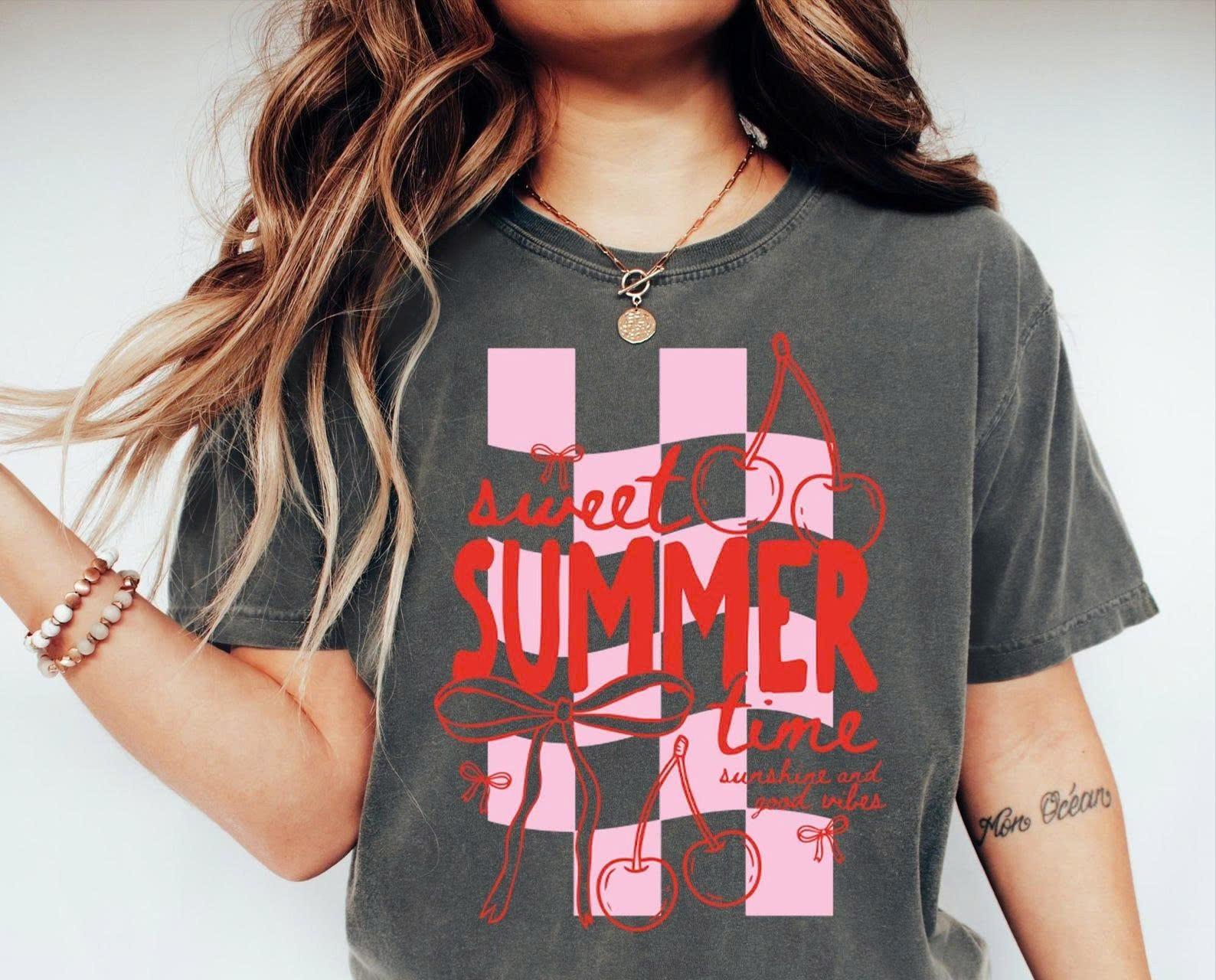 Sweet Summer Time Shirt, Strawberry Summer T-shirt, Coquette Summer Tee, Girl Unisex T-Shirt S