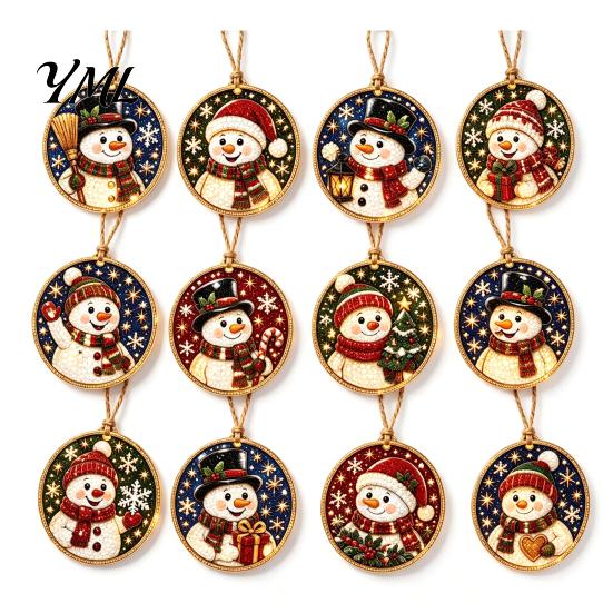 Decoración Artística de Pedrería para Adultos 12 Piezas Kit de Adorno de Pintura Navideña DIY, Juegos de Medias de Perlas Artificiales Decoración Colgante para Adultos, Corona de Árbol Festivo