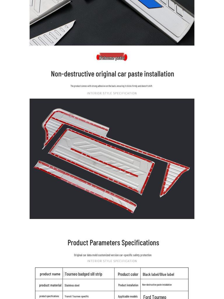 Sada prahů a ochrany zadního nárazníku Ford Tourneo