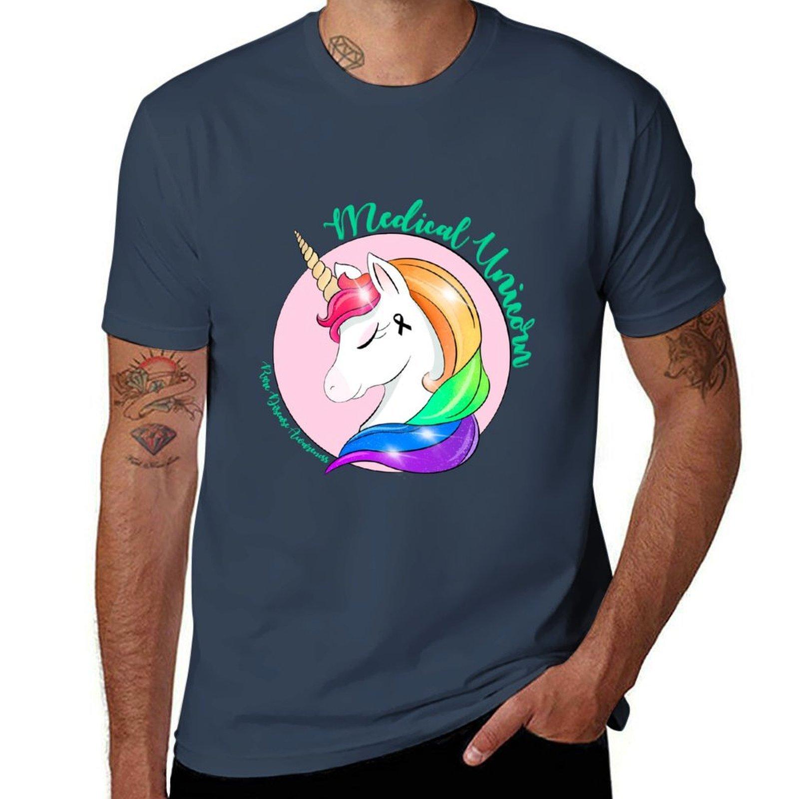 Medical Unicorn Rare Disease Awareness TShirt Fashion Print Casual Short Sleeve S