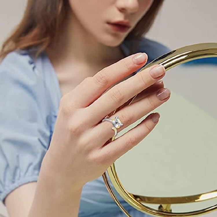 Cat Shaped Opening Adjustable Rings Alloy Material Finger Rings Gift for Women