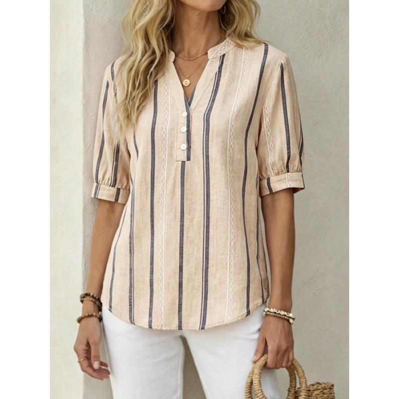 BITCED Women's Fashion Casual Short Sleeve V-Neck  Blouses & Shirts