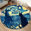 Cartoon Black Cat Round Area Rug,Carpet Rug for Living Room Bedroom Sofa Playroom Decor,Non-slip Floor Mat