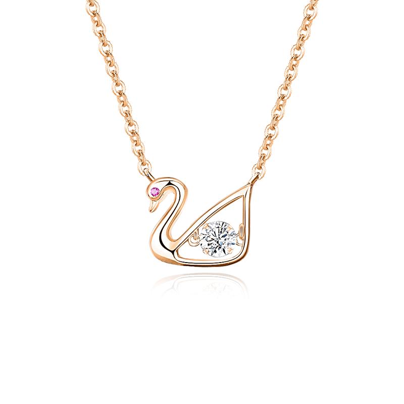 

S925 Sterling Silver Moissanite Swan Necklace: Ocean Heart Luxury Pendant for Women S925 Silver