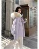 Women's Autumn and Winter Coat Solid Color Horn Button Hooded Fur Collar Loose Thickened Windproof Women's Jacket