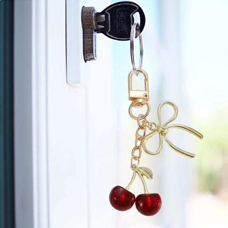 1 Stück Tasche Exquisit Niedlich Langlebig Kirschfarbener Anhänger Realistischer Schlüsselanhänger Schick Realistisch Premium 9x3cm